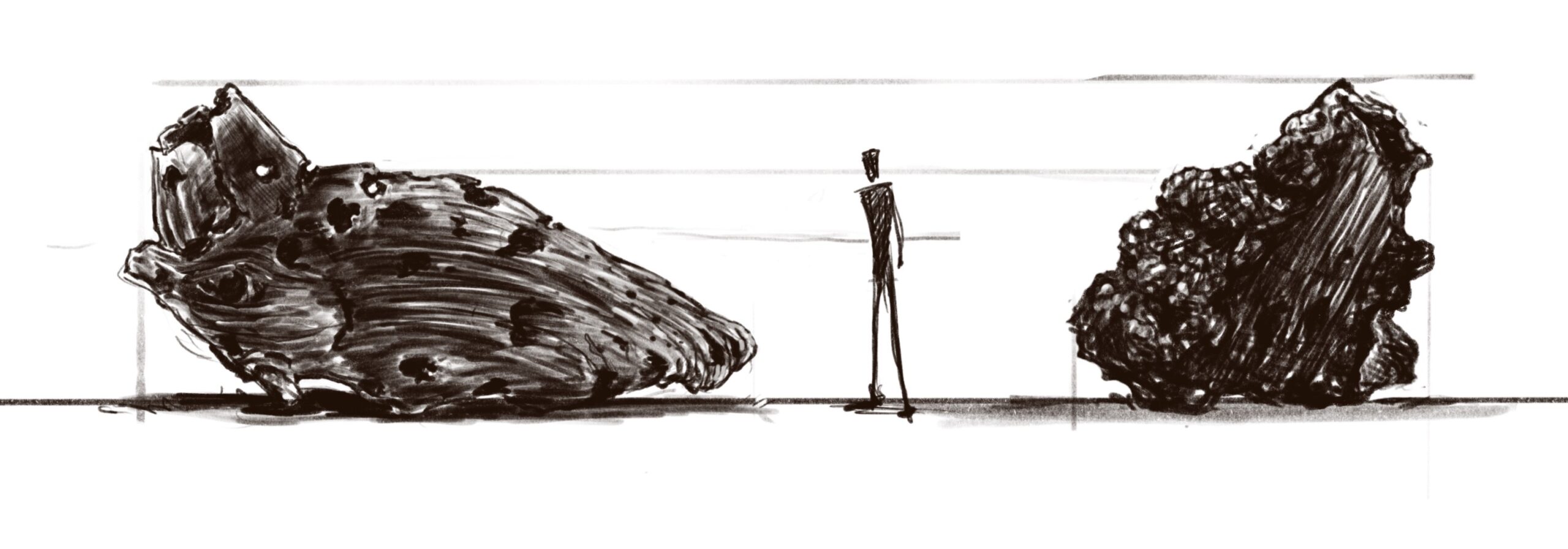 skitse af en skulptur fra projektet